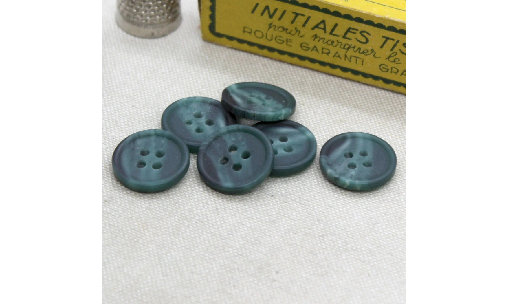 6 Boutons / 16MM / Vert "Emeraude"