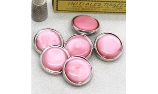 6 boutons / 27MM / Cabochon Rose nacré