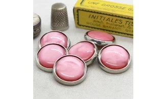 6 boutons / 27MM / Cabochon Rose nacré