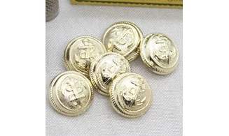 6 boutons / 21MM / Doré "Ancre marine"
