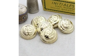 6 boutons / 21MM / Doré "Ancre marine"