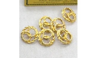 6 boutons / 20MM / Métal doré "2 anneaux