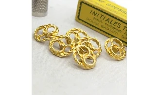 6 boutons / 20MM / Métal doré "2 anneaux