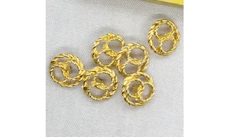 6 boutons / 20MM / Métal doré "2 anneaux