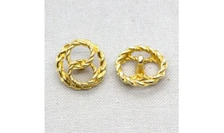 6 boutons / 20MM / Métal doré "2 anneaux