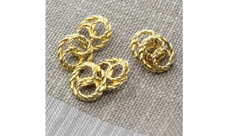 6 boutons / 20MM / Métal doré "2 anneaux