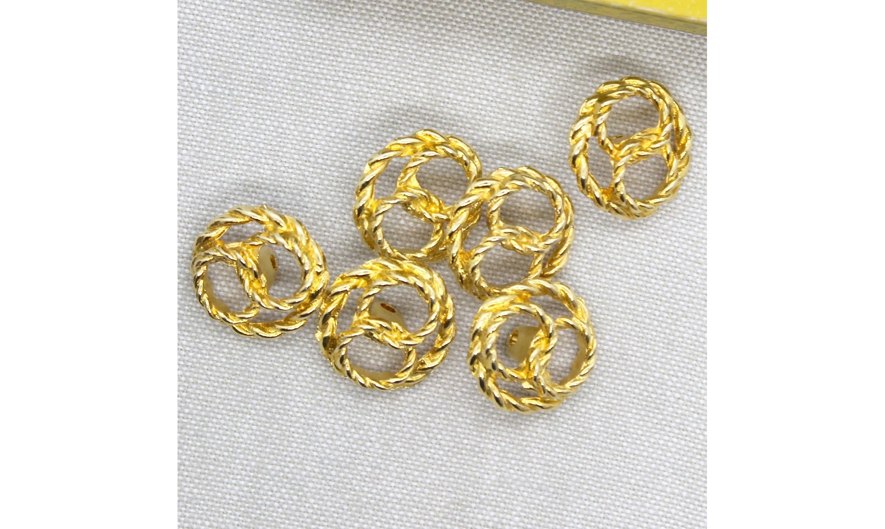 6 boutons / 20MM / Métal doré "2 anneaux