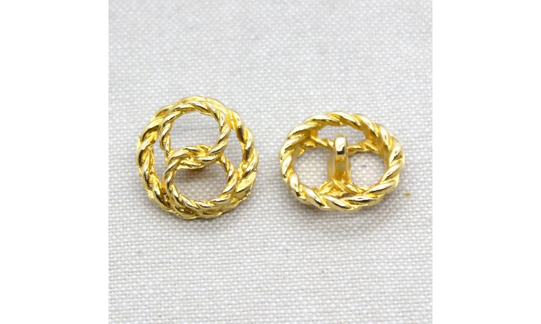 6 boutons / 20MM / Métal doré "2 anneaux