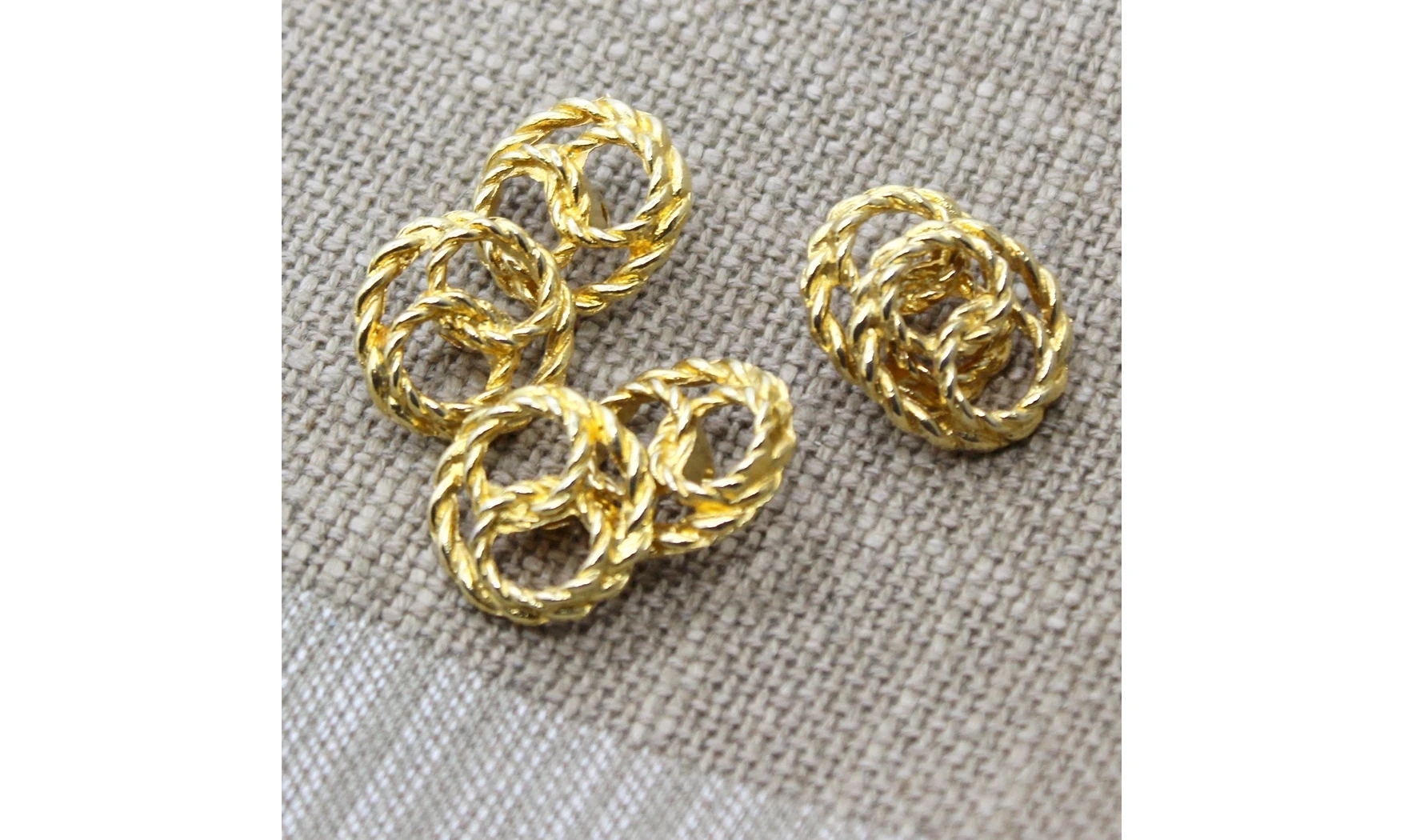 6 boutons / 20MM / Métal doré "2 anneaux