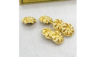 6 boutons / 17MM / Doré Motif floral