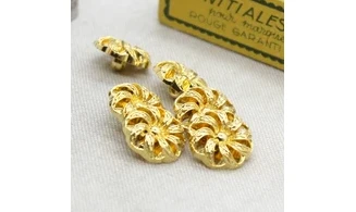 6 boutons / 17MM / Doré Motif floral