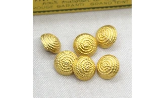 6 boutons / 14MM / Doré Corde "spirale"