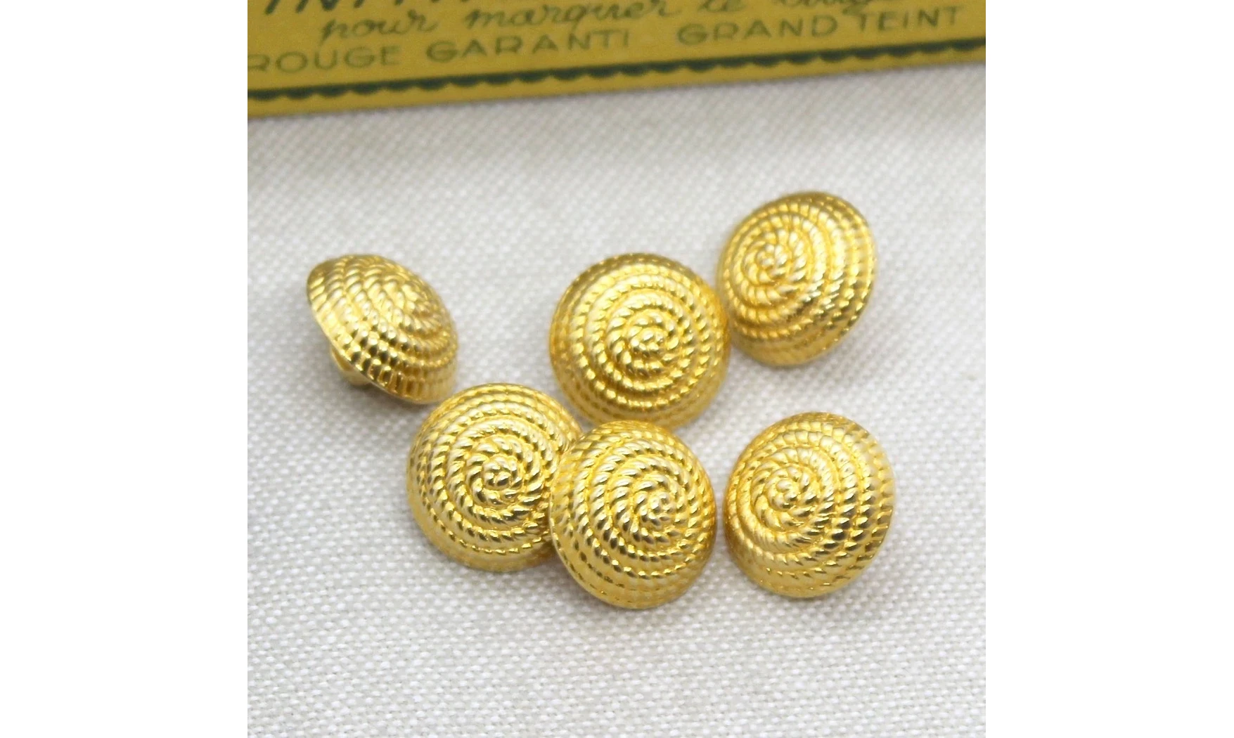 6 boutons / 14MM / Doré Corde "spirale"