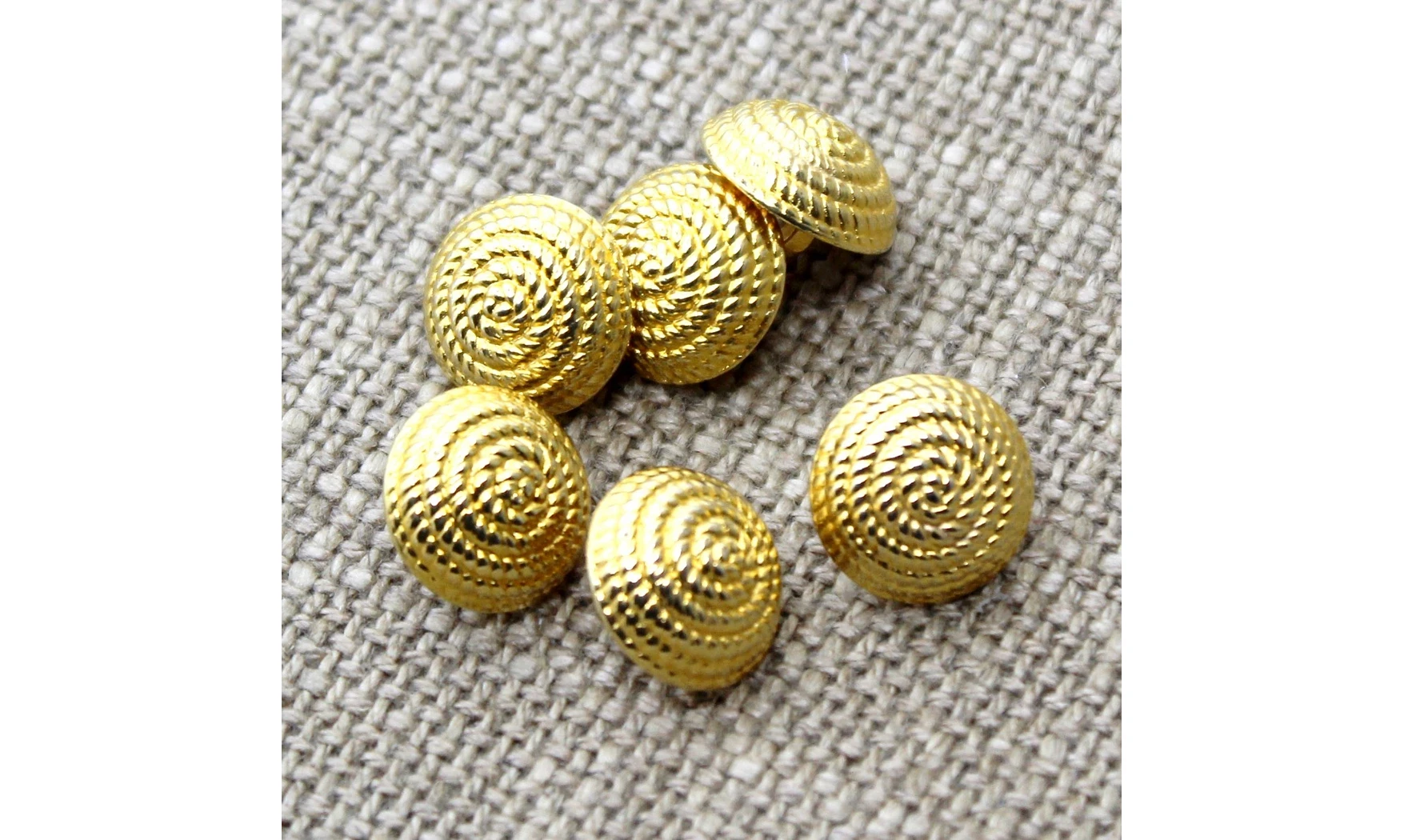 6 boutons / 14MM / Doré Corde "spirale"