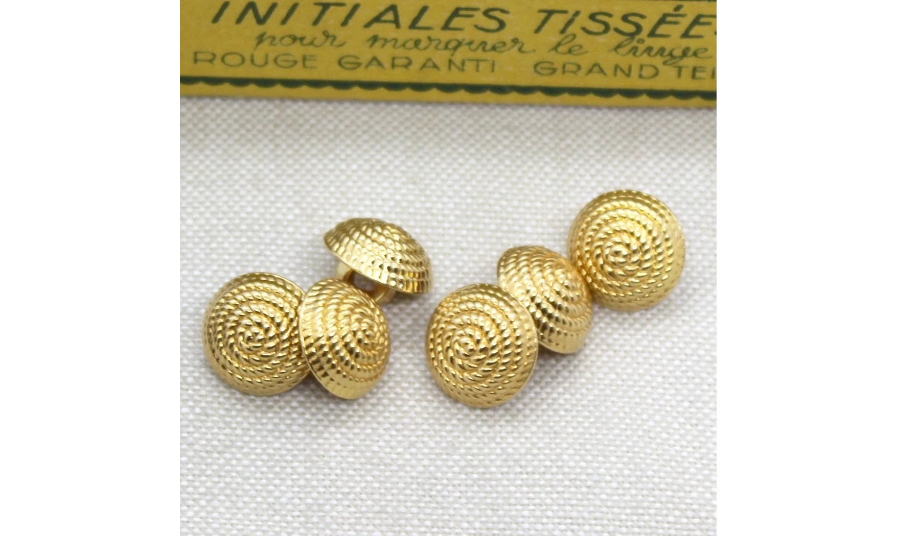 6 boutons / 12MM / Doré Corde "spirale"