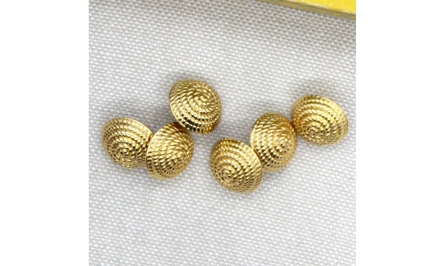 6 boutons / 12MM / Doré Corde "spirale"