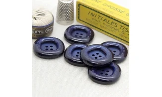 6 boutons / 25MM / Bleu "couture"