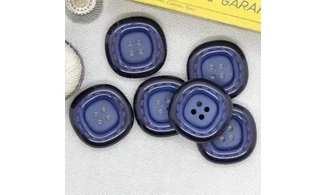 6 boutons / 25MM / Bleu "couture"