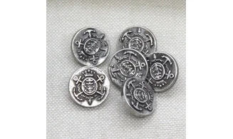 6 boutons / 14MM / Argenté "Ancre marine