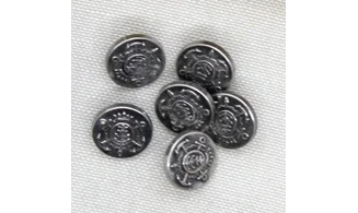 6 boutons / 14MM / Argenté "Ancre marine