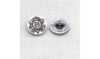 6 boutons / 14MM / Argenté "Ancre marine