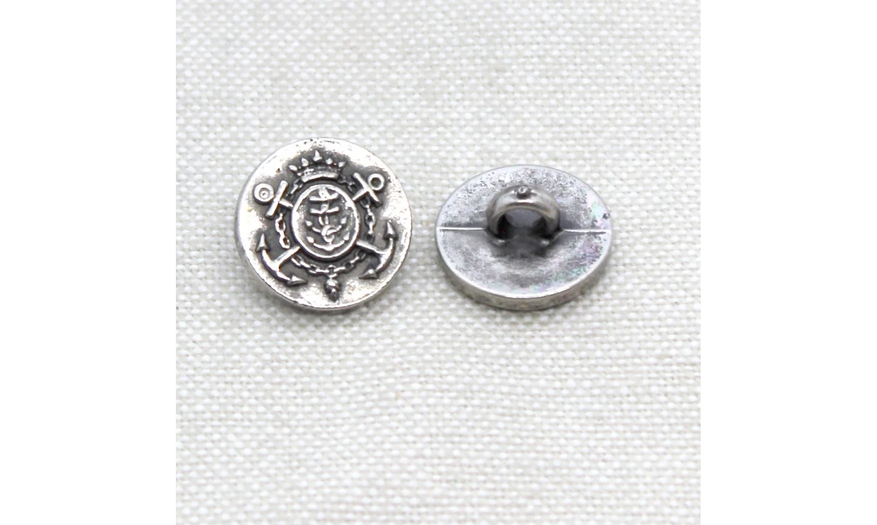 6 boutons / 14MM / Argenté "Ancre marine