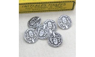 6 boutons / 18MM / Métal argent Blason