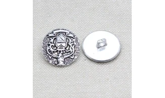 6 boutons / 18MM / Métal argent Blason