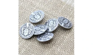 6 boutons / 18MM / Métal argent Blason