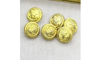 6 boutons / 15MM / Doré "Ancre marine"