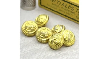 6 boutons / 15MM / Doré "Ancre marine"