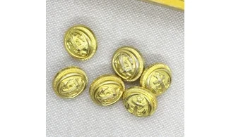 6 boutons / 15MM / Doré "Ancre marine"