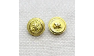 6 boutons / 15MM / Doré "Ancre marine"