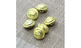 6 boutons / 15MM / Doré "Ancre marine"