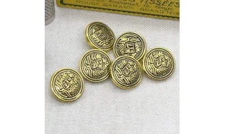 6 boutons / 18MM / Blason doré