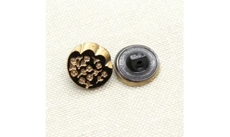 6 boutons / 13MM / Verre Noir "Fleurs"