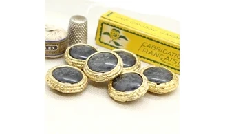 6 boutons / 27MM / Doré, cabochon