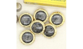 6 boutons / 27MM / Doré, cabochon