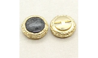 6 boutons / 27MM / Doré, cabochon