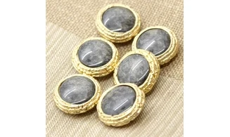 6 boutons / 27MM / Doré, cabochon