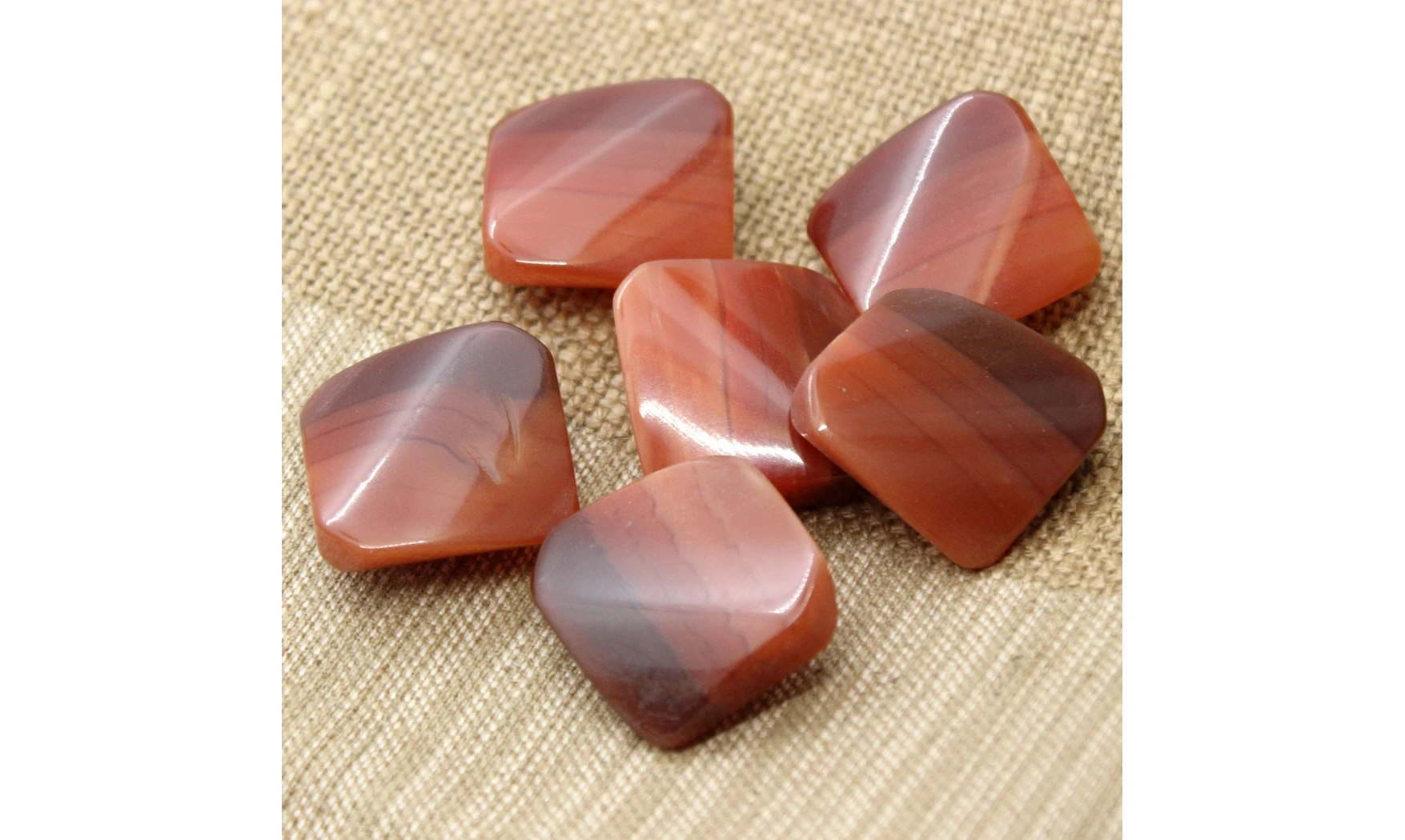 6 boutons / 26MM / Rectangle rouge