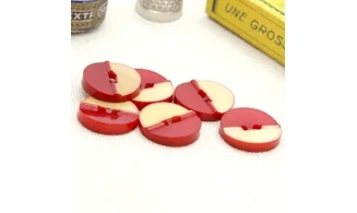 6 Boutons / 18MM / Rouge et beige