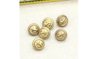 6 boutons / 10MM / Métal doré Ancre