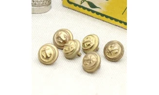 6 boutons / 10MM / Métal doré Ancre