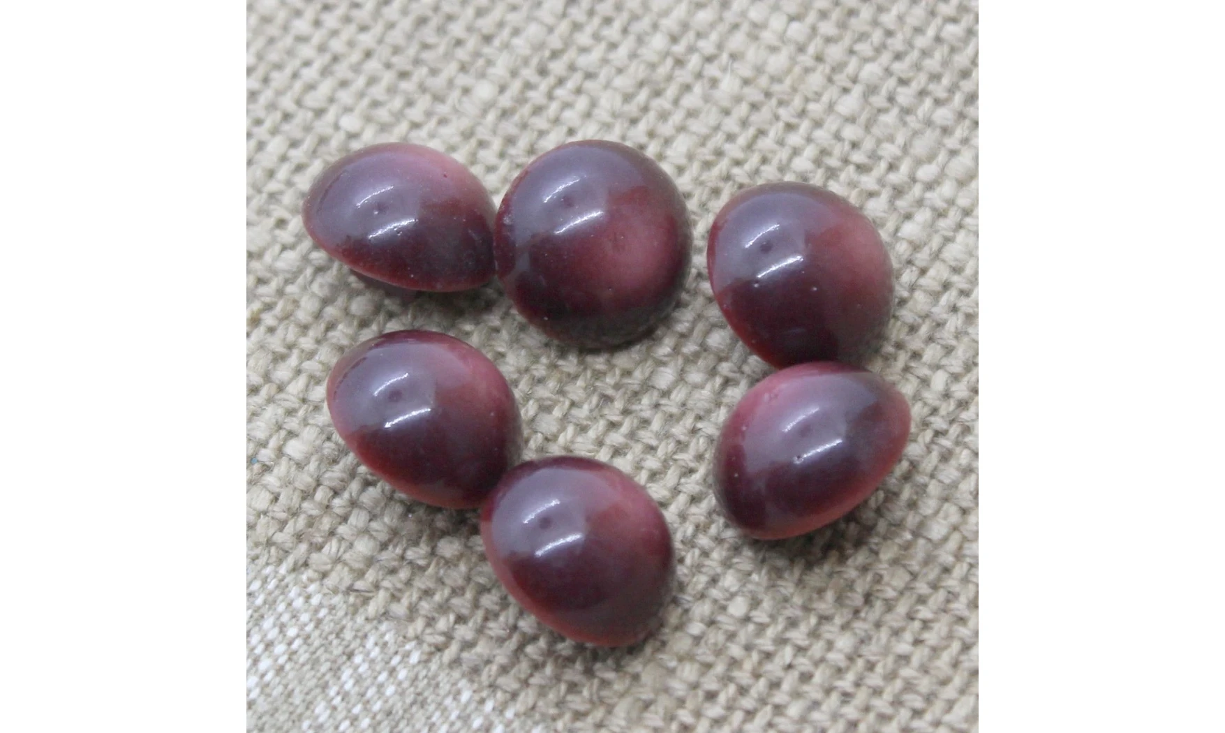 6 boutons / 14MM / Lie de vin Bombé