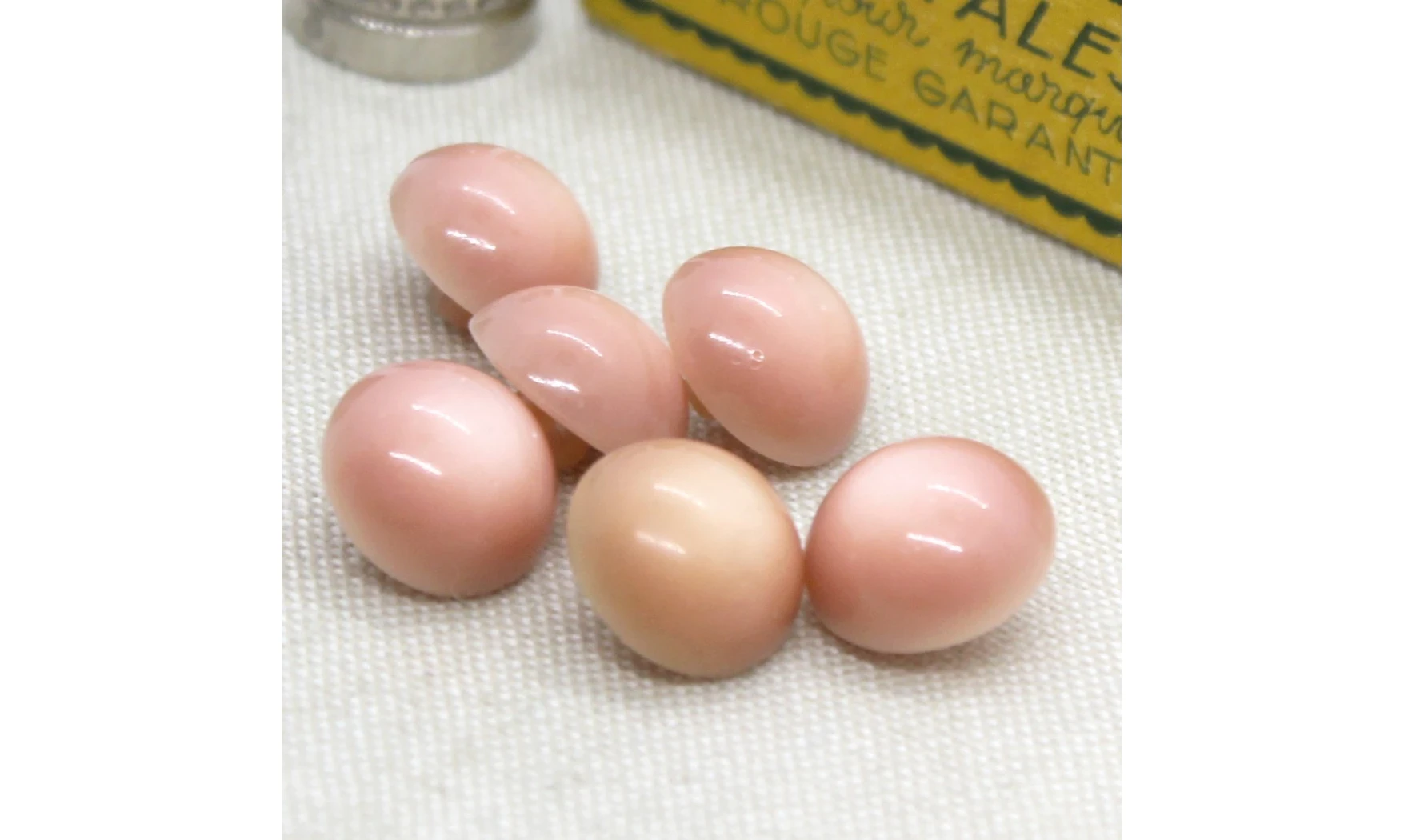 6 boutons / 14MM / Vieux rose Bombé