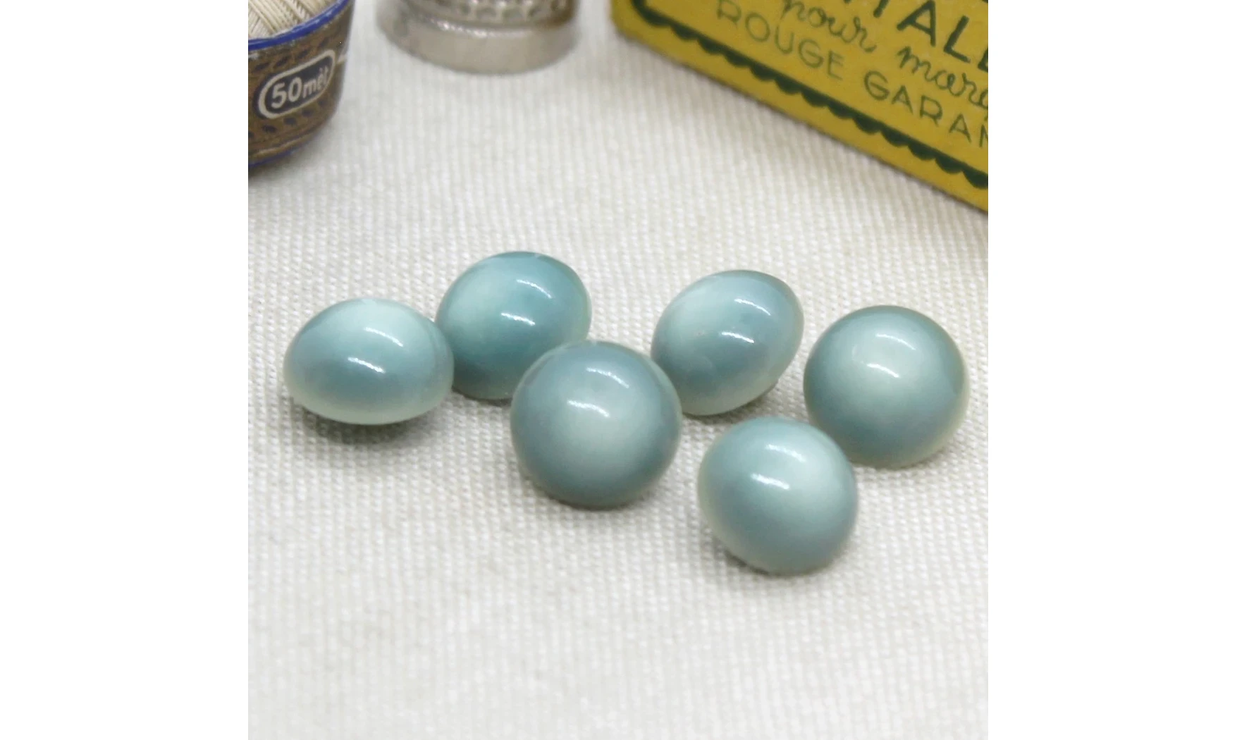 6 boutons / 12MM / Bleu verdatre Bombé