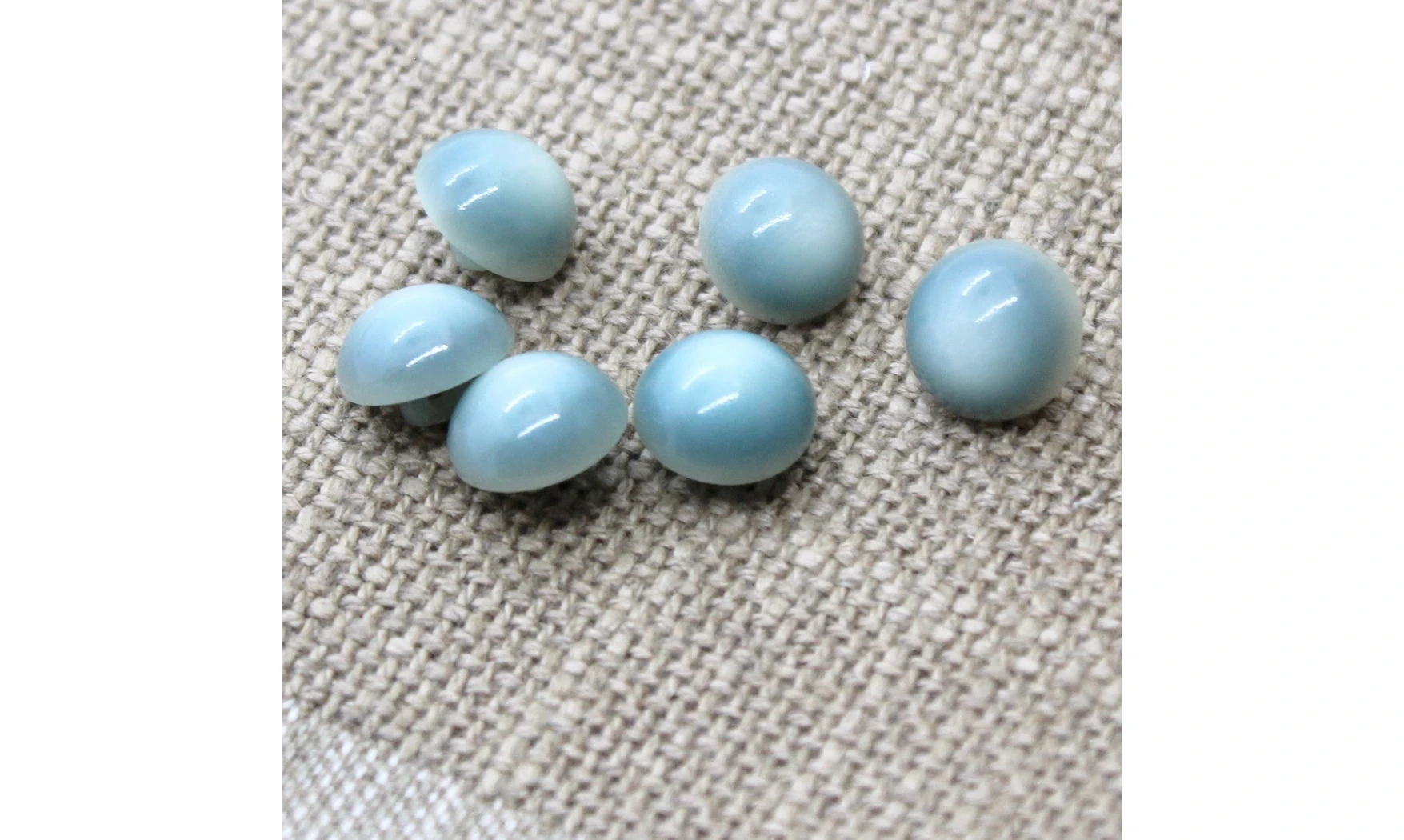 6 boutons / 12MM / Bleu verdatre Bombé