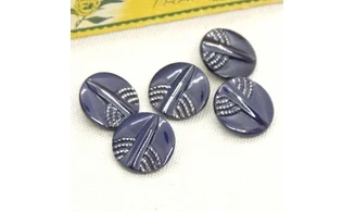 5 boutons / 18MM / Verre Bleu