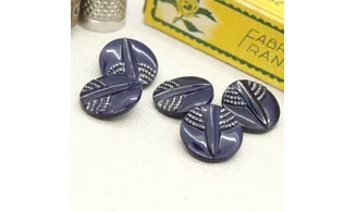 5 boutons / 18MM / Verre Bleu